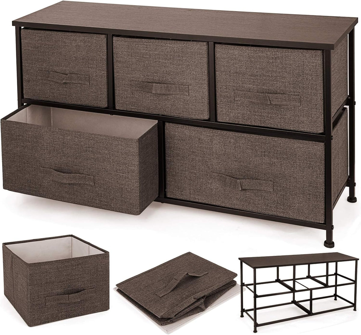 5 Drawer Fabric Steel Frame Dresser Y54310