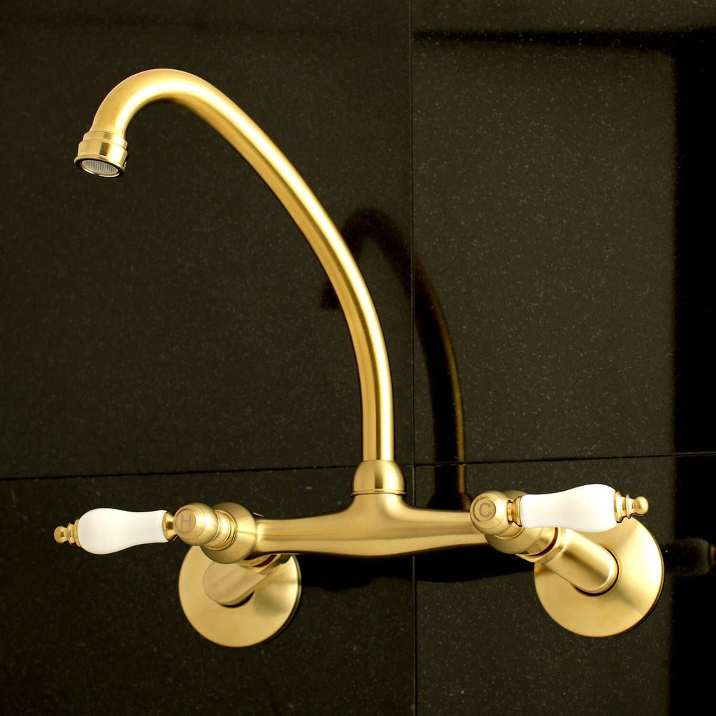 Polished Chrome 2-Handle Wall Mount Kitchen Faucet A80224