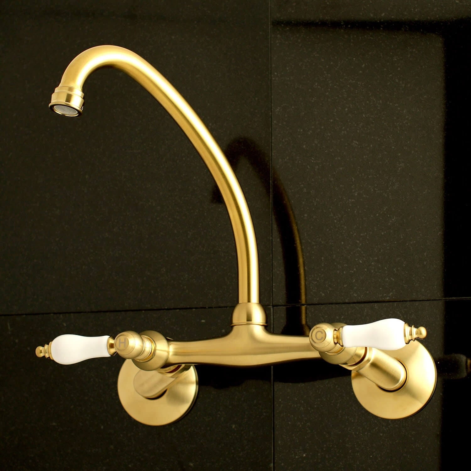 Polished Chrome 2-Handle Wall Mount Kitchen Faucet A80224
