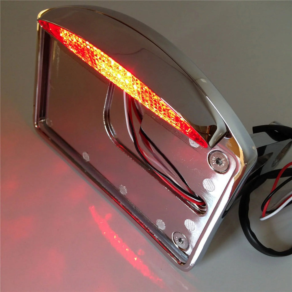 Chrome Side Mounted License Plate Bracket with Led Tail Light Brake Light V966