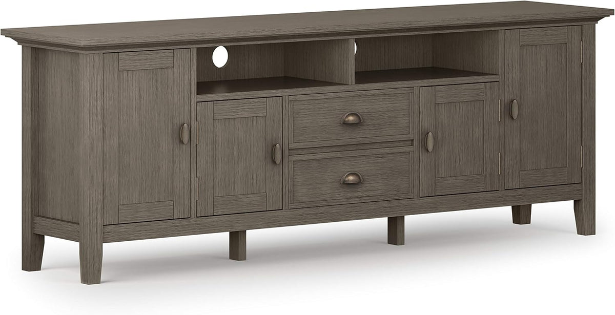 Black 72 inch Solid Wood TV Media Stand with Storage Shelves and Cabinets Y568040