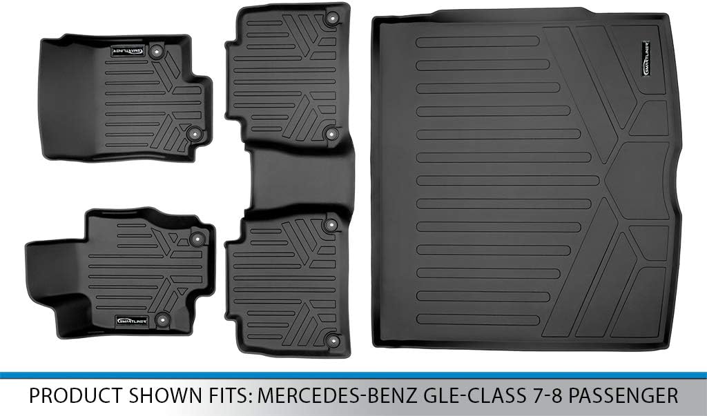 Custom Fit Floor Mats 2 Rows and Cargo Liner Set Black O2025