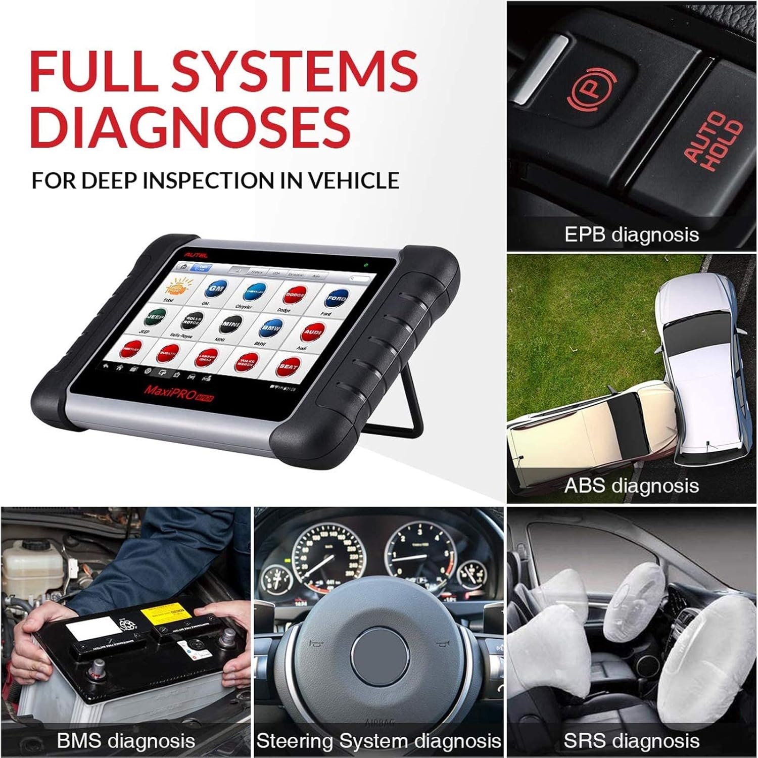 Autel MaxiPRO MP808 Automotive Diagnostic Scan Tool with All Systems Diagnoses, Bi-directional Control, 30+ Service Function, Key Coding and Injector Coding U368104