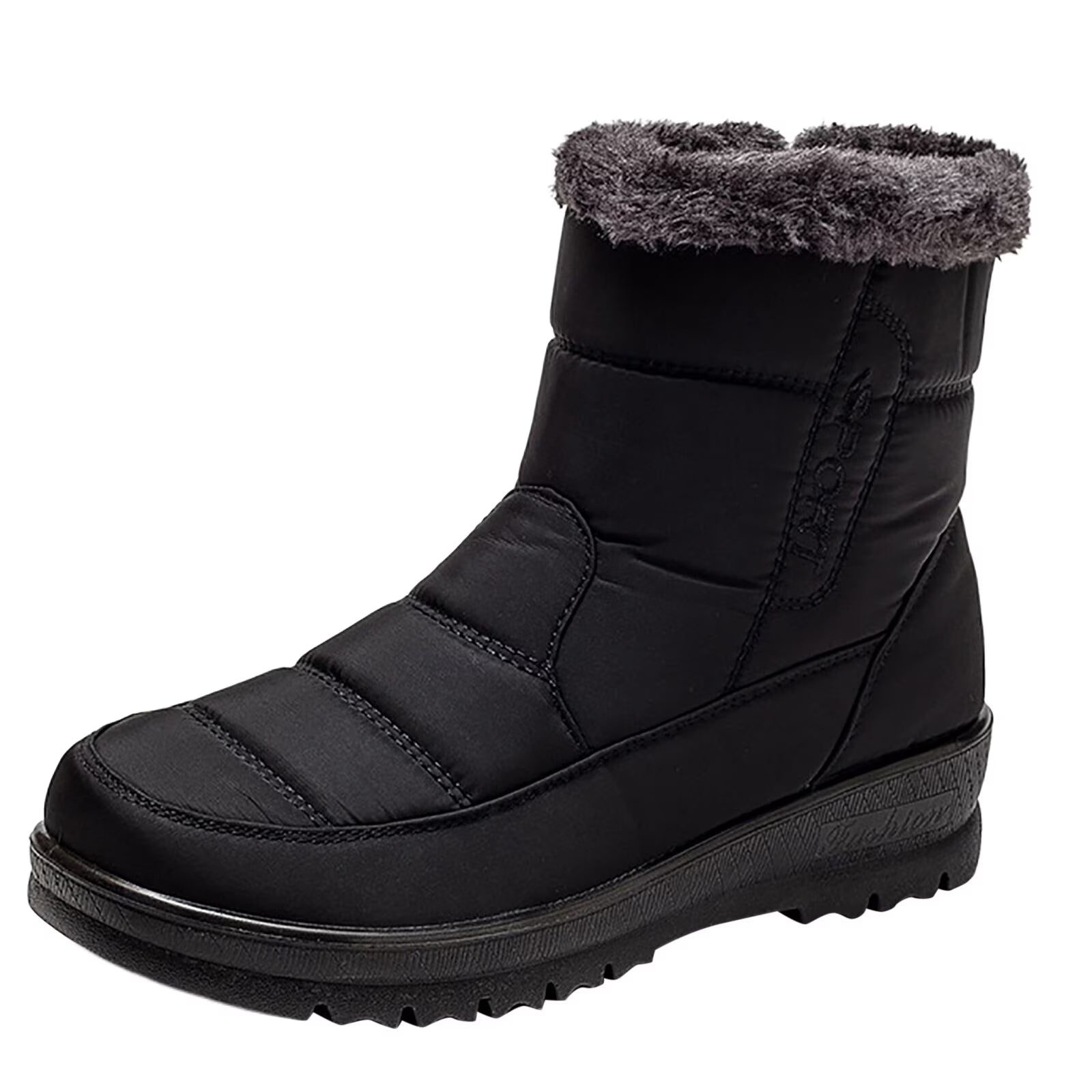 Women's Mid Calf Snow Boots with Side Zipper D943