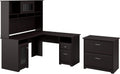 L Shaped Desk with Hutch and Lateral File Cabinet W6567