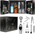 Black Bar Cabinet with 12 Piece Bar Set E688413