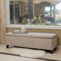 Light Beige Fabric Storage Ottoman Z119