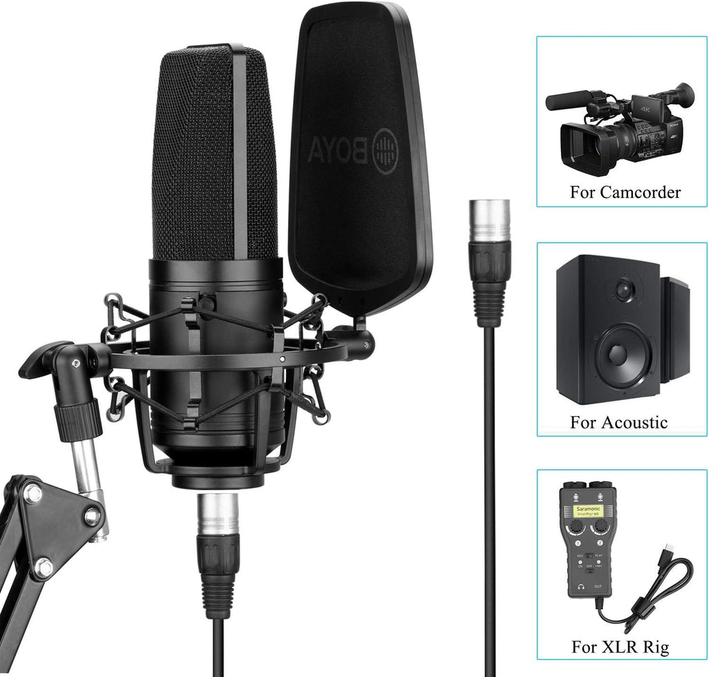 Large Diaphragm Multi-Pattern Studio Condenser Microphone with Shock Mount, Pop Filter, and XLR Cable M89248