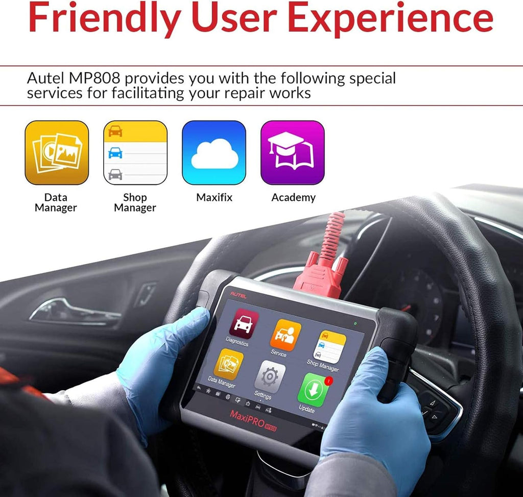 Autel MaxiPRO MP808 Automotive Diagnostic Scan Tool with All Systems Diagnoses, Bi-directional Control, 30+ Service Function, Key Coding and Injector Coding U368104