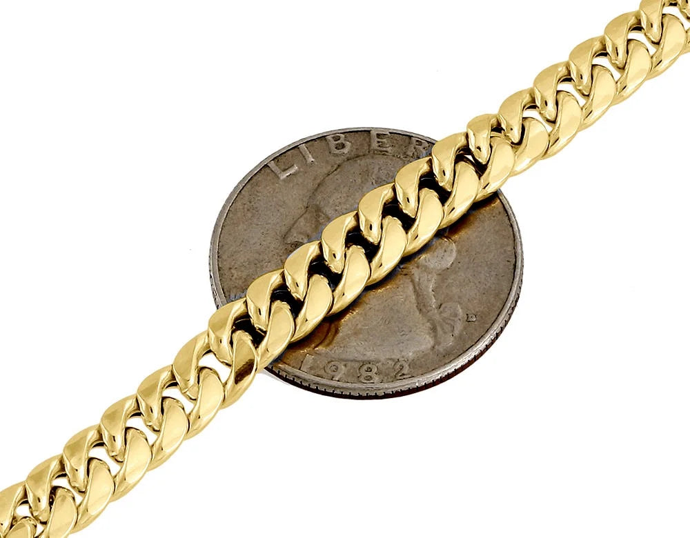 18K Yellow Gold 6mm Solid Miami Cuban Link Chain 22" Necklace I668
