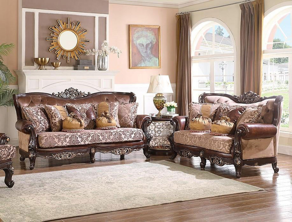 Cherry Finish Wood Sofa Set 3Pcs K821460