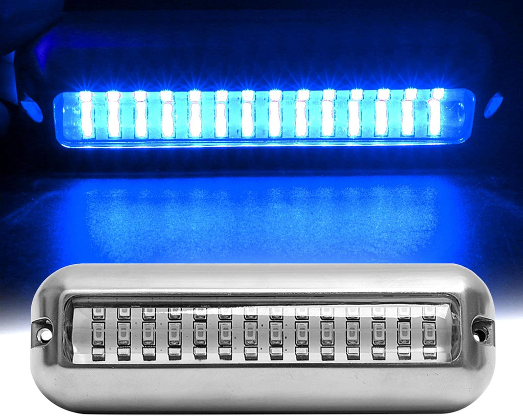 2PCS Blue 5.1inch IP68 316 Stainless Steel Marine LED Lights S913