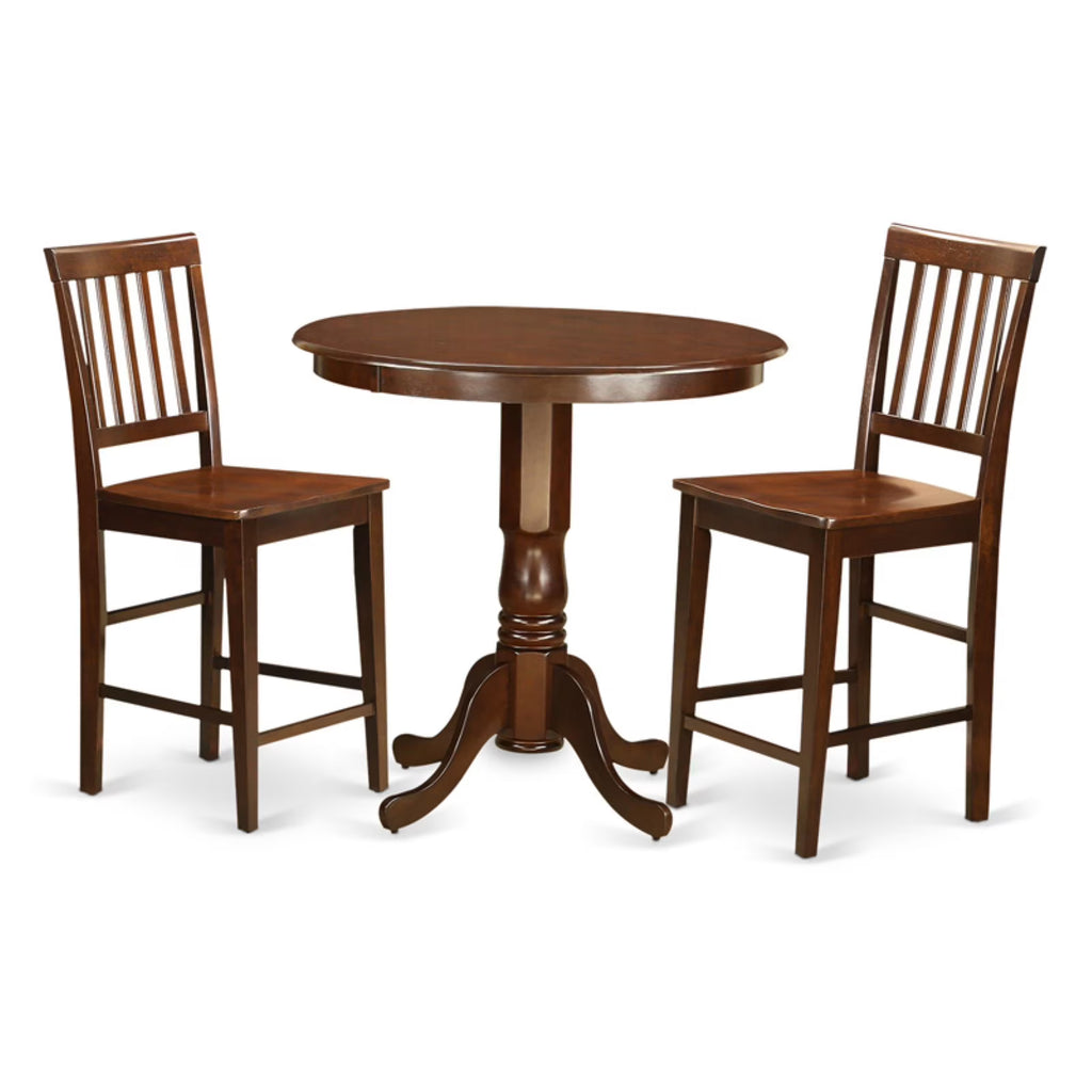 3-piece Pub Table and Dining Chair Set in Mahogany Y481