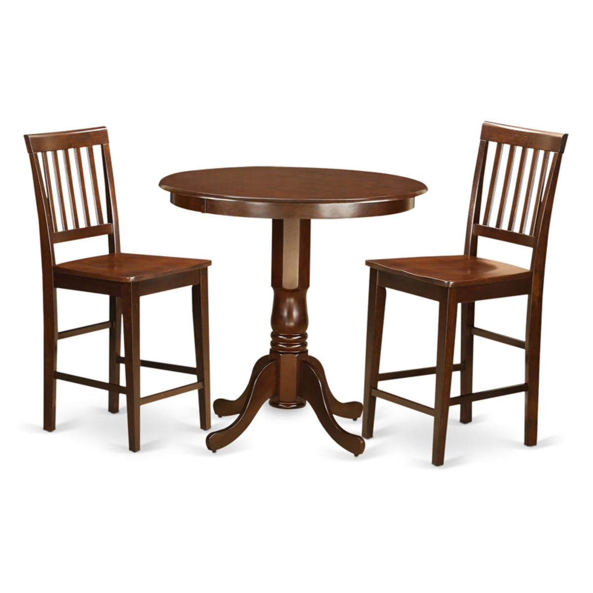 3-piece Pub Table and Dining Chair Set in Mahogany Y481