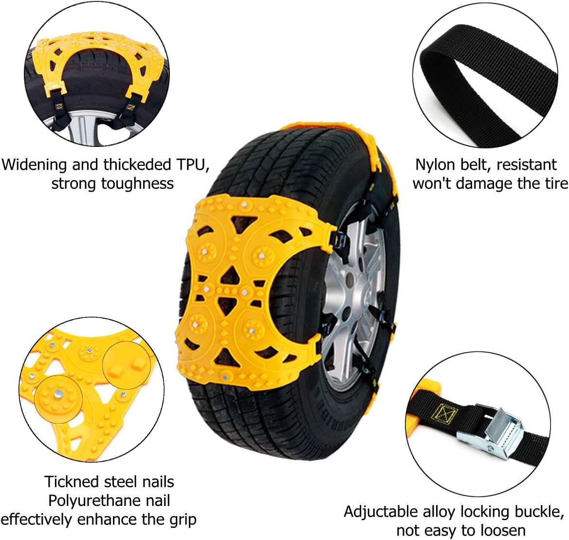 Universal Anti-Skid Tire Chains for Car, SUV, and Pick Up, Pack of 2 K742