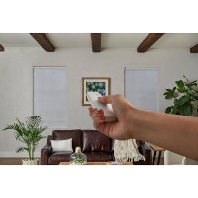 White Cordless Blackout Motorized Cellular Shade with Remote Control 43 in. W x 72 in. L U716961