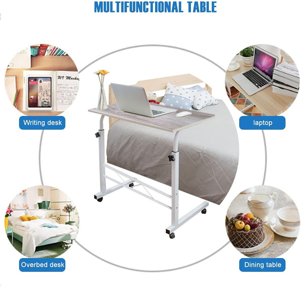 Adjustable Height Rolling Laptop Cart with Wheels B46257