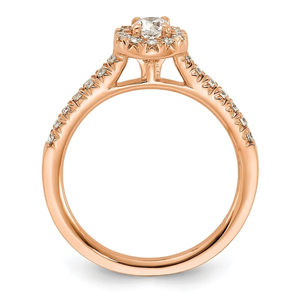 14k Rose Gold Lab Grown Diamond Halo Ring A5819