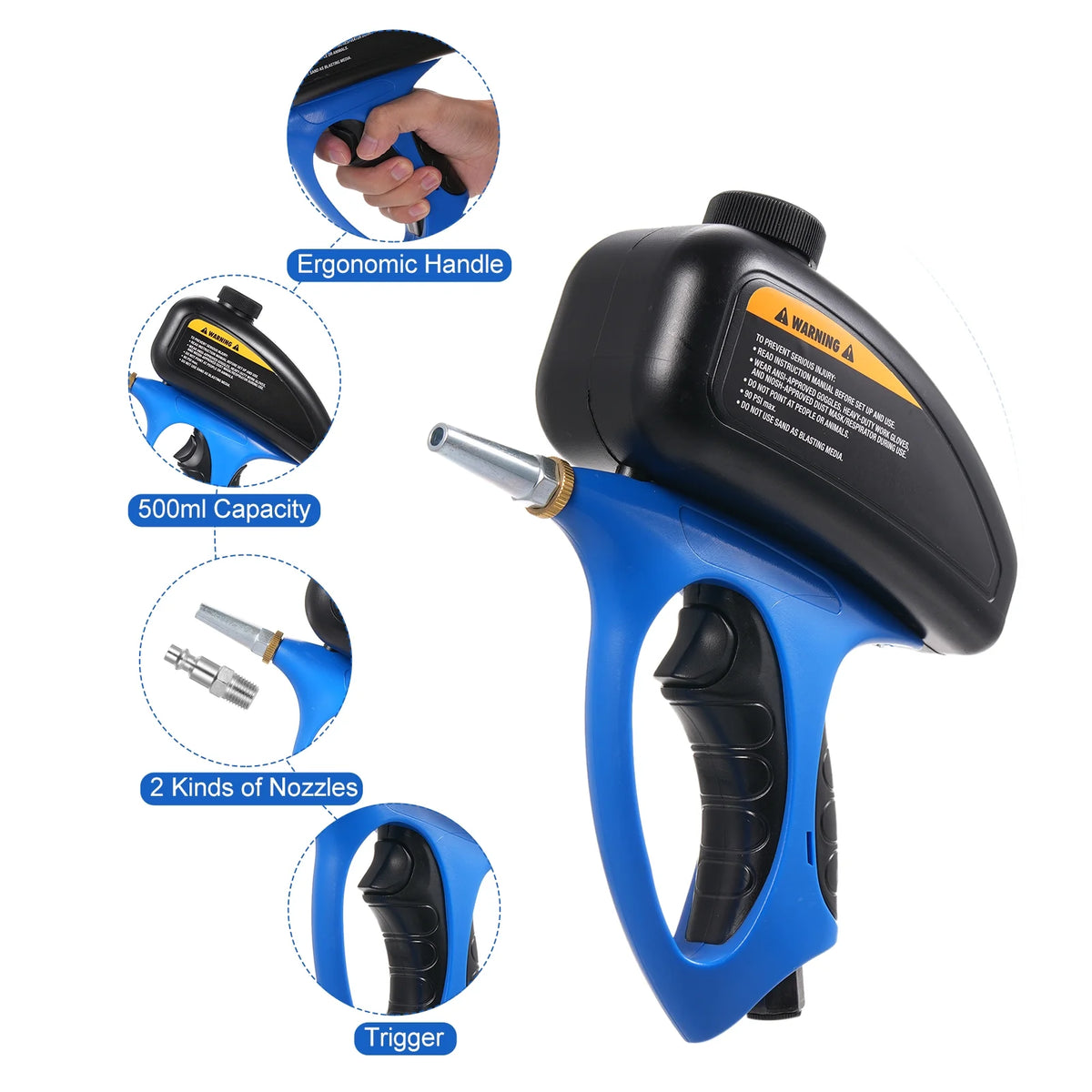 Sandblaster Handheld Pneumatic Sand Blast Machine Glass Tombstone Sprayer With Small Nozzle N178