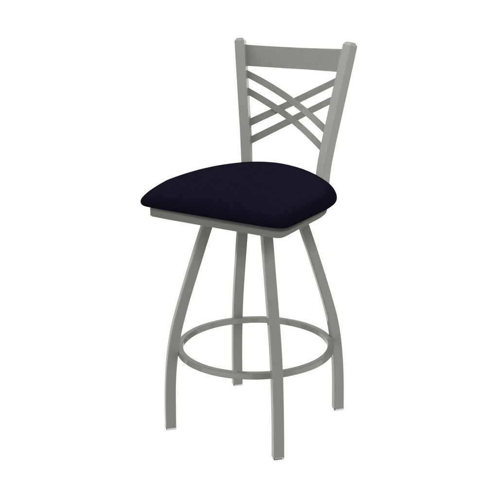 Black Wrinkle Swivel Stool with Allante Dark Blue Seat O7769
