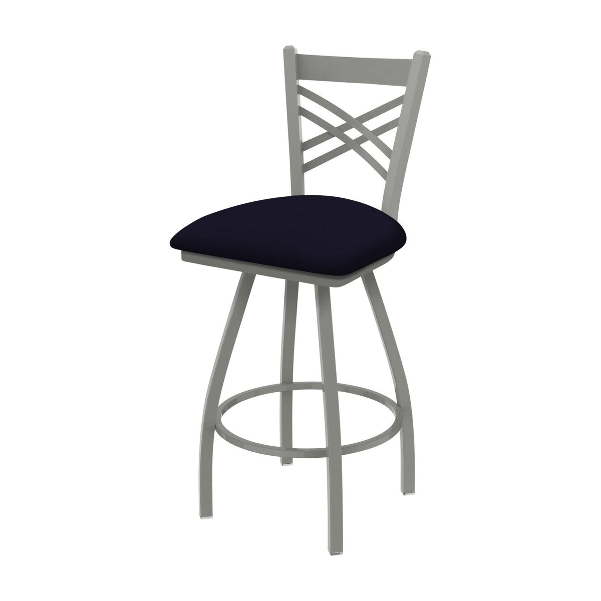 Black Wrinkle Swivel Stool with Allante Dark Blue Seat O7769