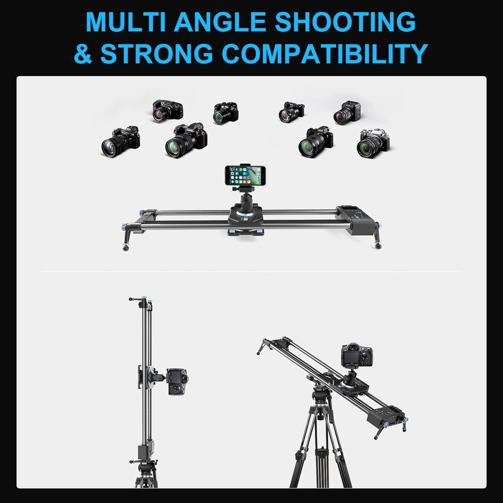 Motorized Camera Slider, 2-Axis 31'' Carbon Fiber Track Rail with APP Control E5860