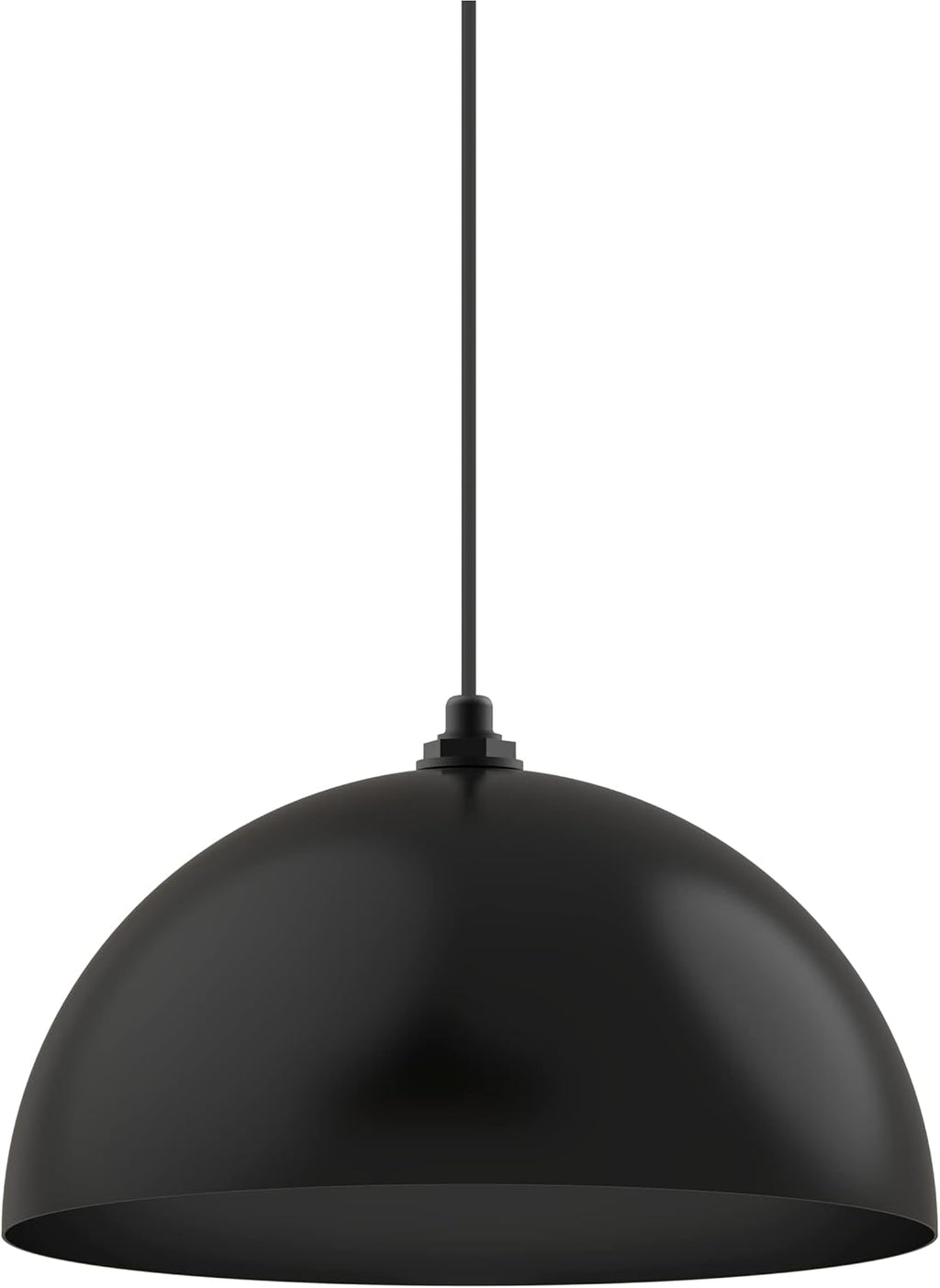 Black Matte Exterior Brass Interior Round Dome Pendant Light E429