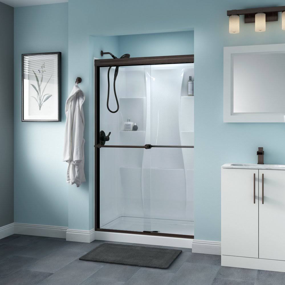 Bronze Sliding Semi Frameless Shower Door O603
