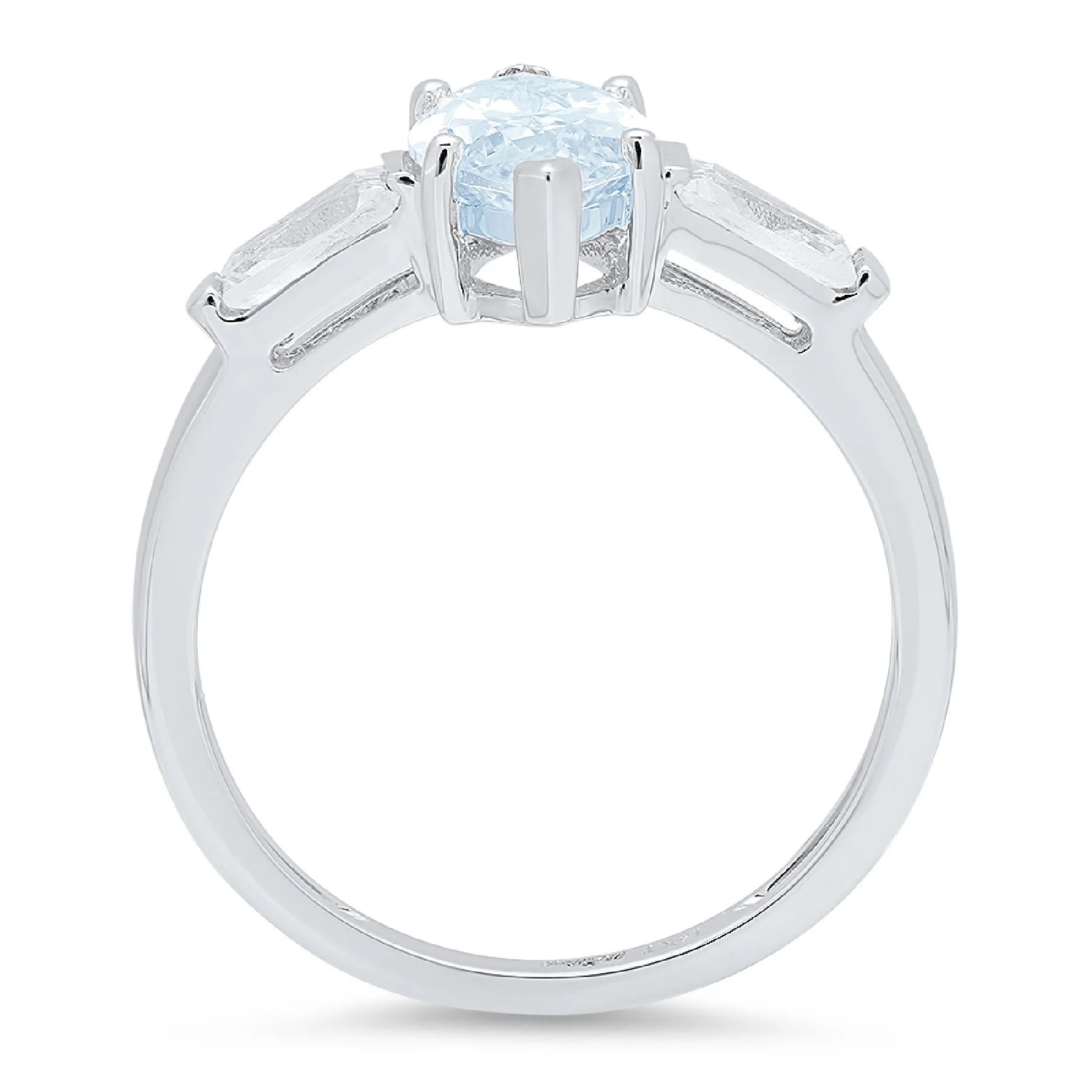 Marquise Cut Blue Simulated Diamond 18k White Gold Three-Stone Ring Size 10 A6868
