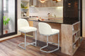 Cream PU Leather Counter Stool with Chrome Plated Base Z86455