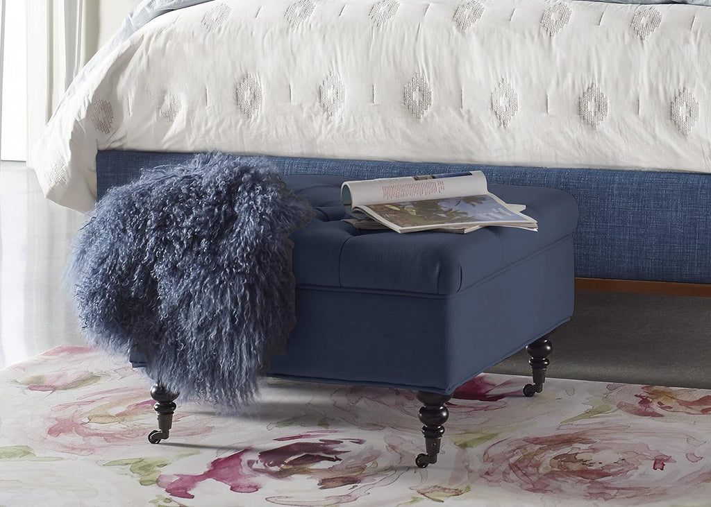 Cobalt Blue Tufted Ottoman with Storage and Casters G8037