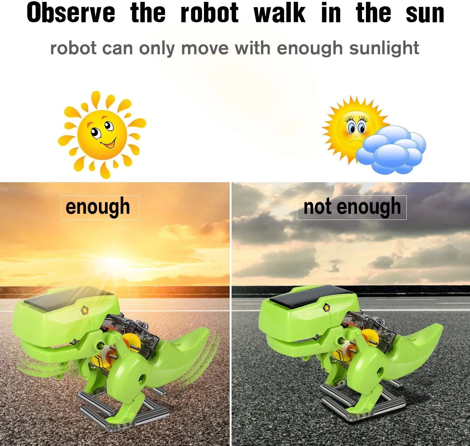 STEM Robot Building Educational Toy Science Kit 3 in 1 Solar Dinosaur Desk Robot H11393