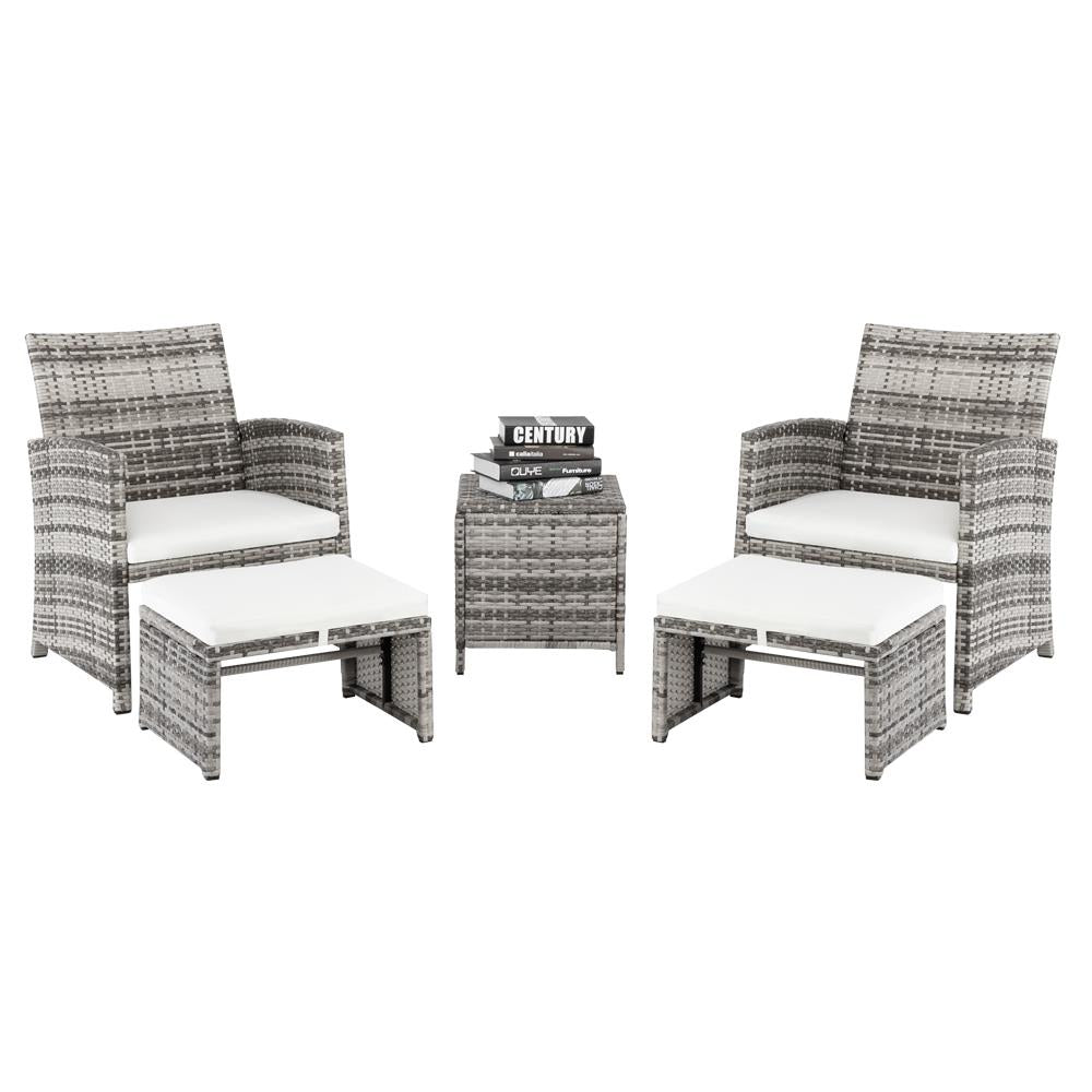 5 Piece Rattan Outdoor Patio Sofa Set with Ottomans F414