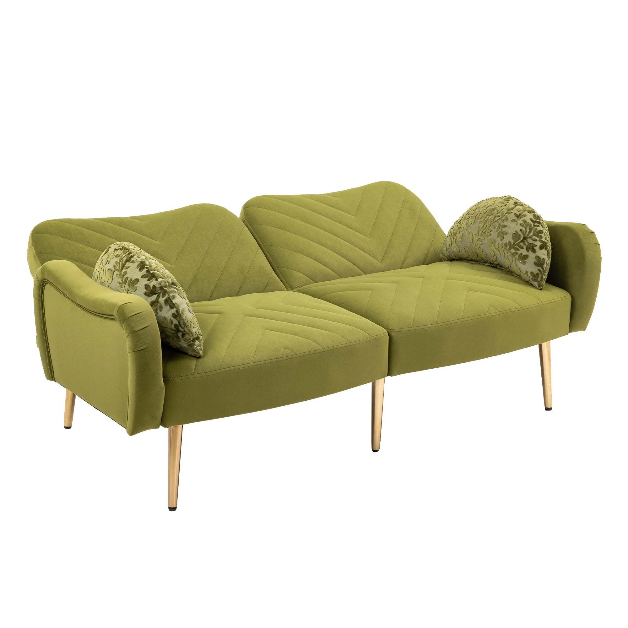 Velvet Love Seats Sofa with 2 Bolster Pillows F721