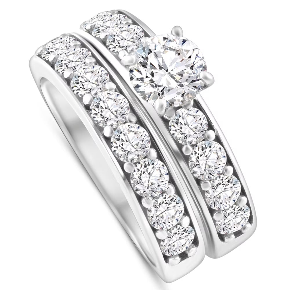 14k White or Yellow Gold Diamond Engagement & Wedding Ring Set Q872