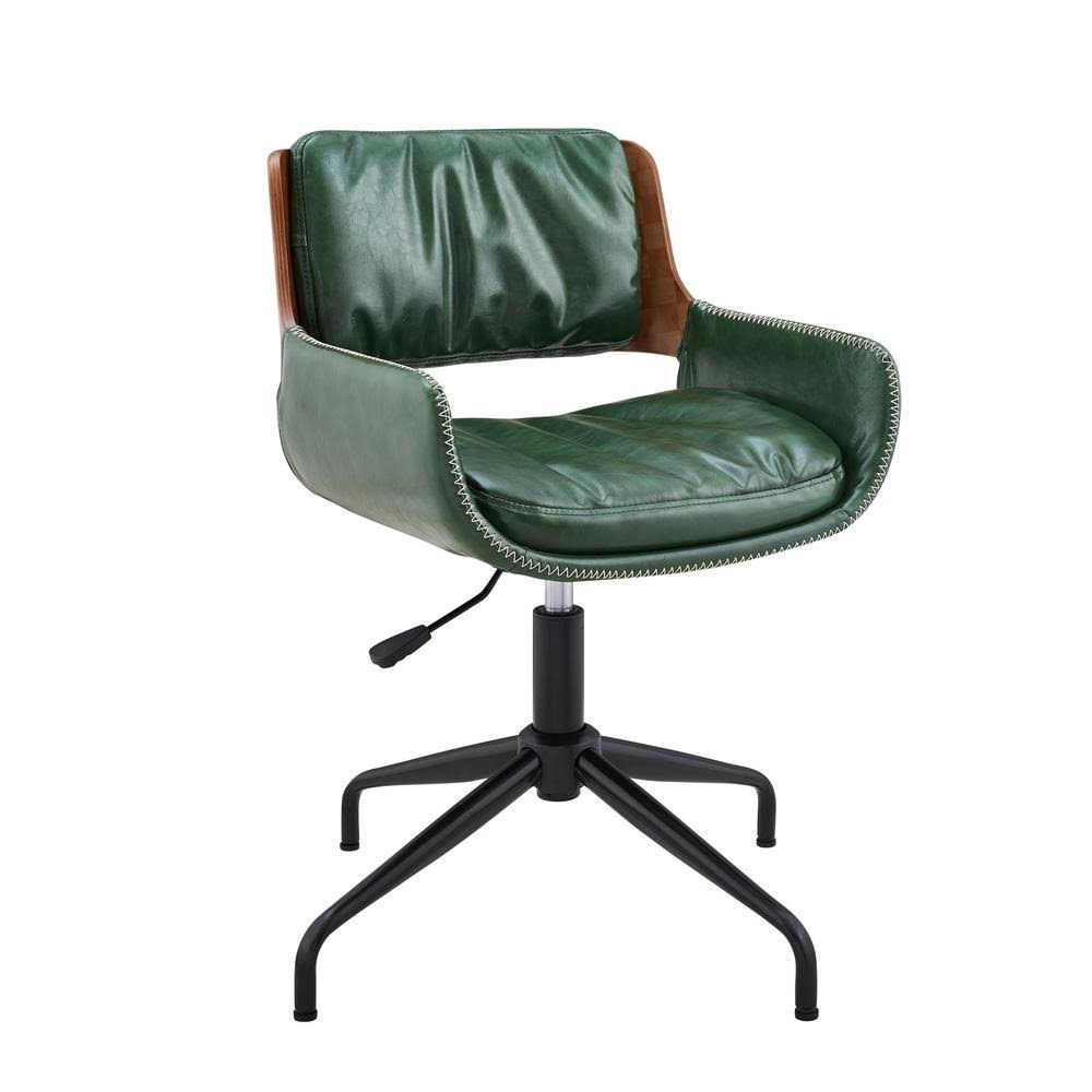 Green Faux Leather Height Adjustable Desk Chair I36927