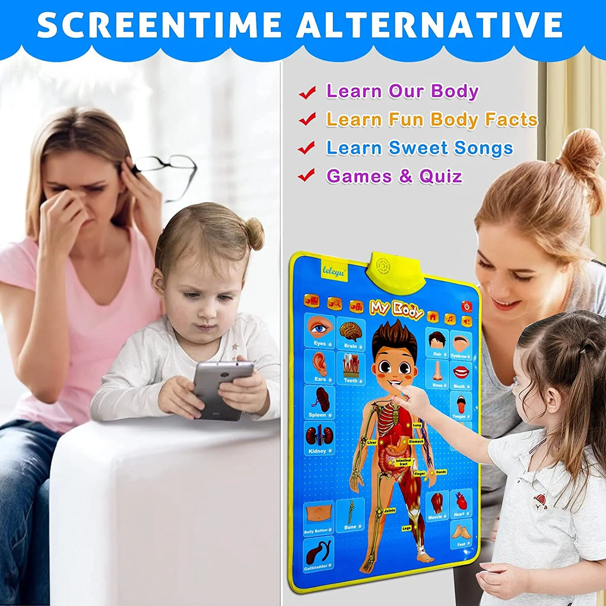 Electronic Interactive Body Talking Poster Learn Names & Facts & Games & Songs of Body Learning Toys for 3,4,5,6,7,8,9 Year Old Boys & Girls Anatomy for Kids I87934