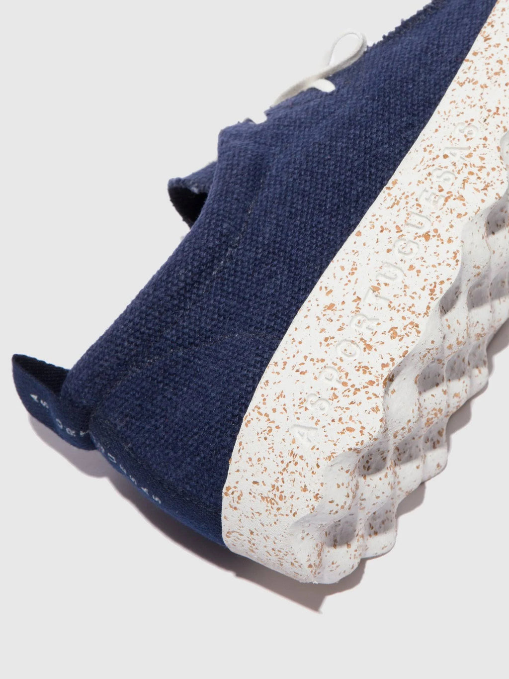 Navy Recycled Linen Lace-Up Trainers S4351