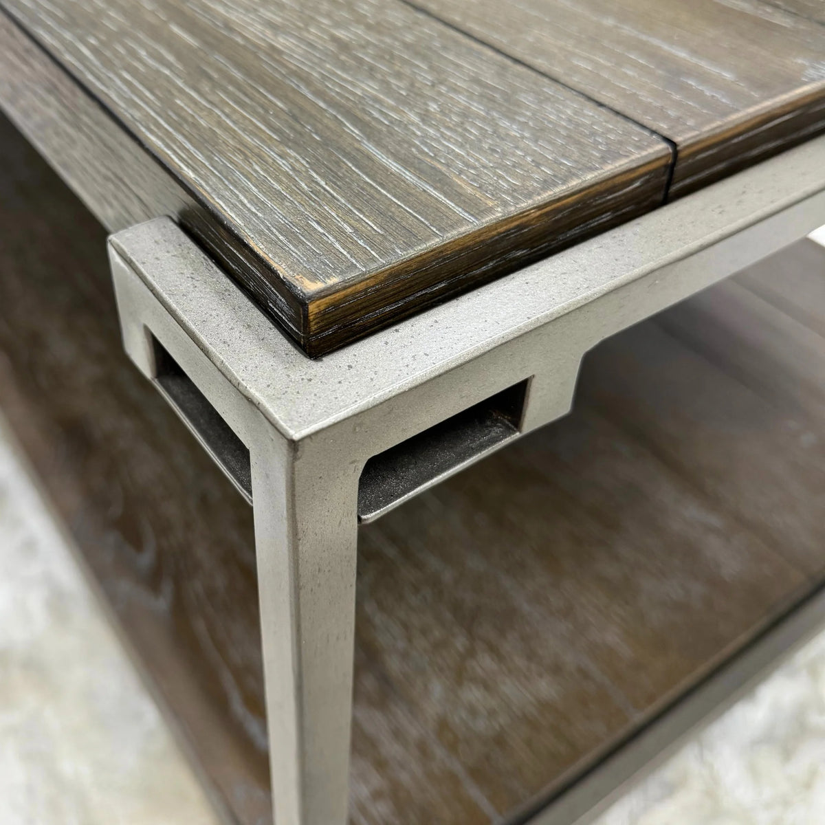 Graphite Gray Wood/Metal End Table with Shelf P5310