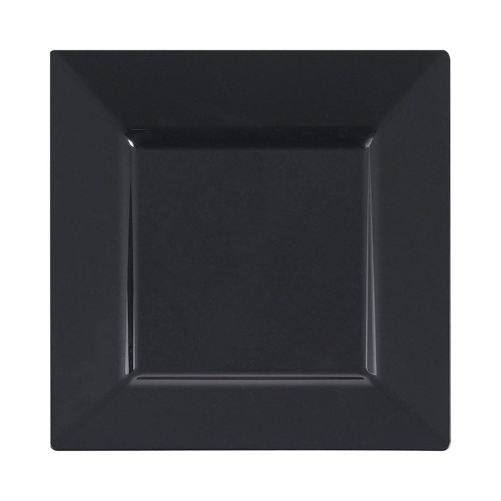 Solid Square 8x22 Black Disposable Plastic Salad Plates N905