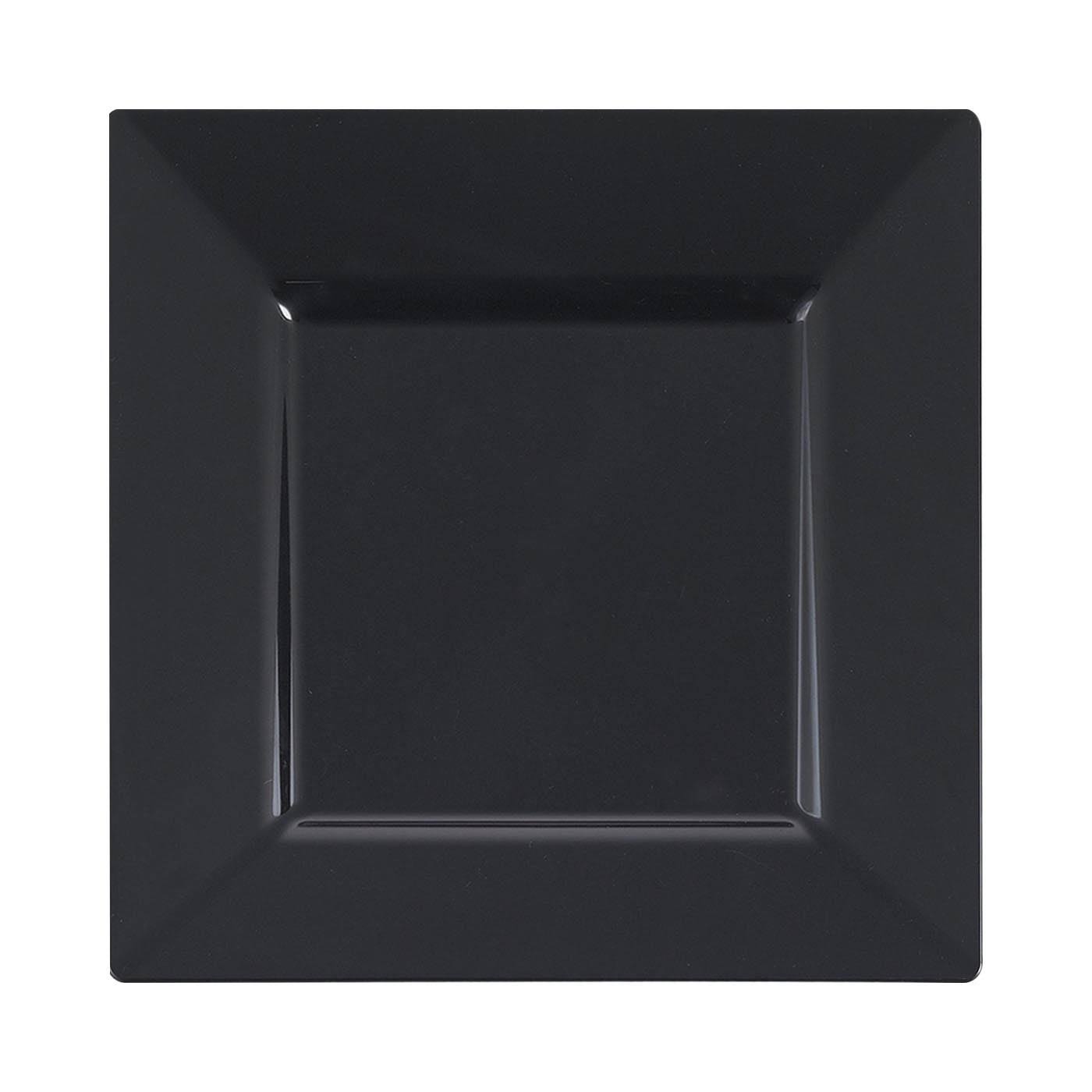 Solid Square 8x22 Black Disposable Plastic Salad Plates N905