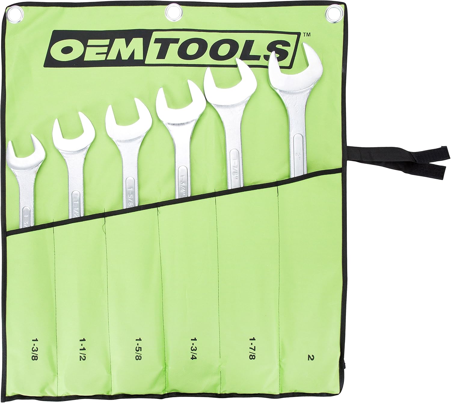 Jumbo Combination Wrench Set, SAE, 6 Piece, Green Canvas Tool Roll Included V539040