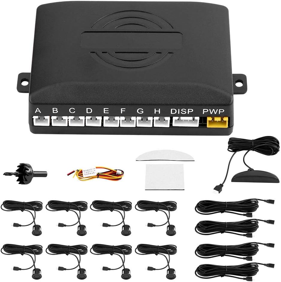 Universal Car Reverse Backup Radar System 8 Sensors LED Display Pack of 2 I33725