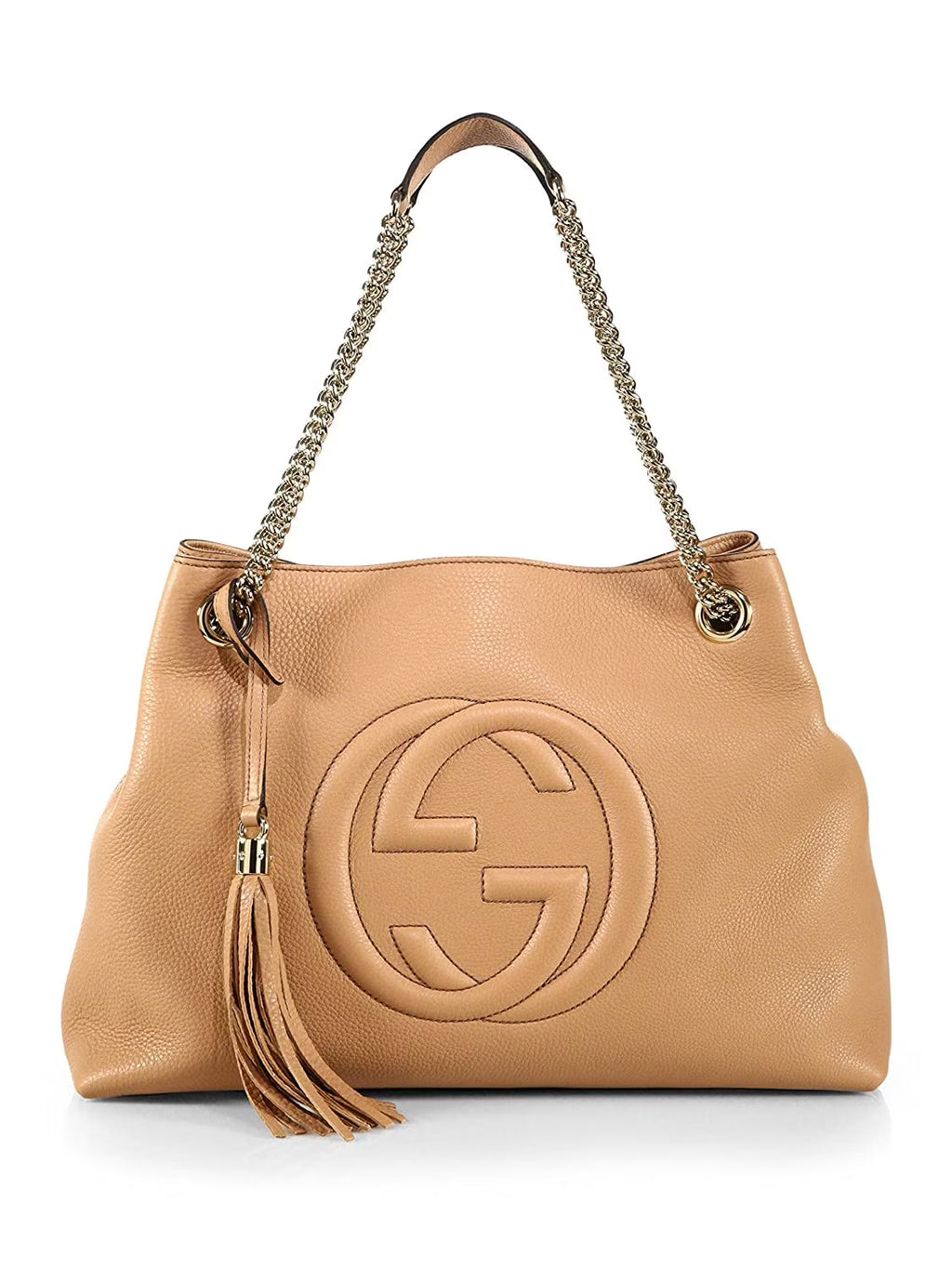 Camel Pebbled Leather Shoulder Hand Bag V12026