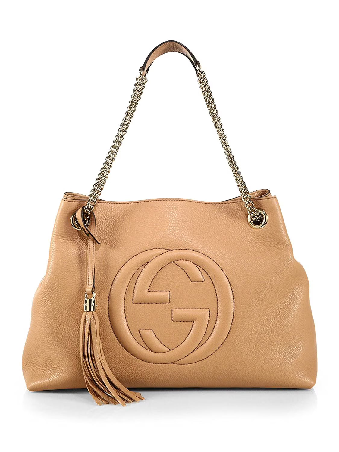 Camel Pebbled Leather Shoulder Hand Bag V12026