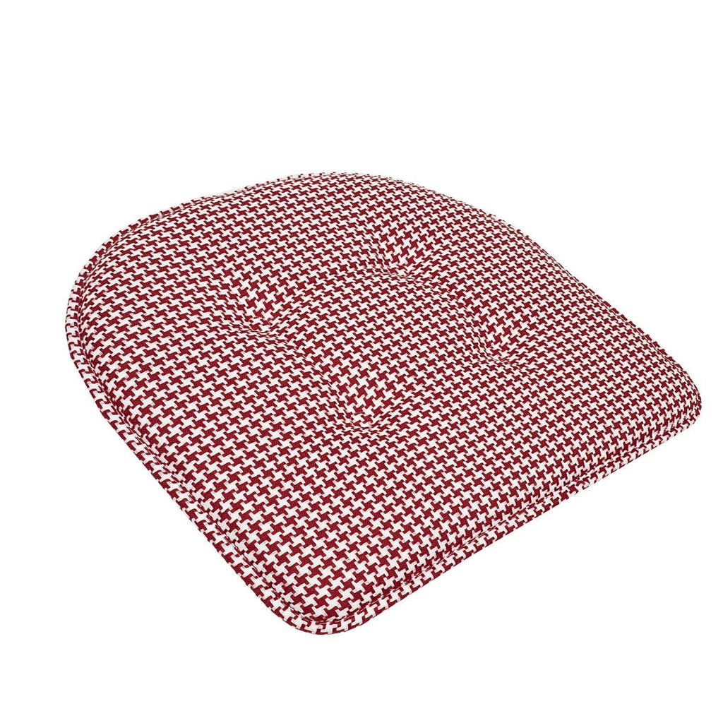 Red Houndstooth U-Shaped Memory Foam Chair Pad Set of 12 J8166