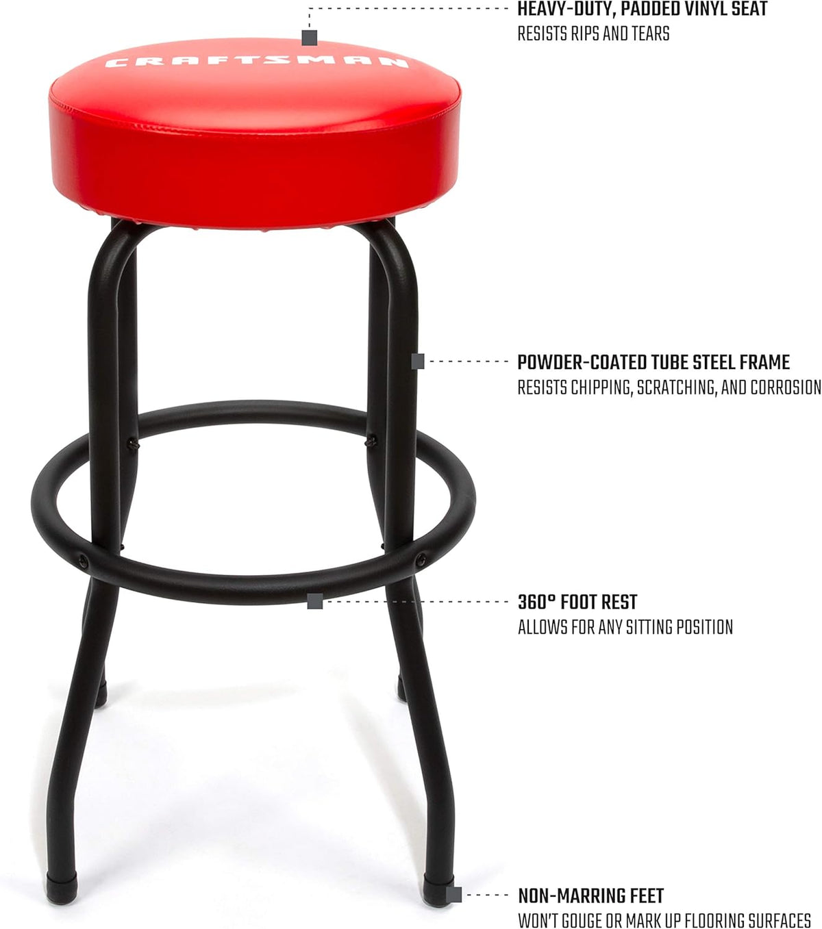 Adjustable Height Work Shop Stool with Padded Vinyl Seat Z9370