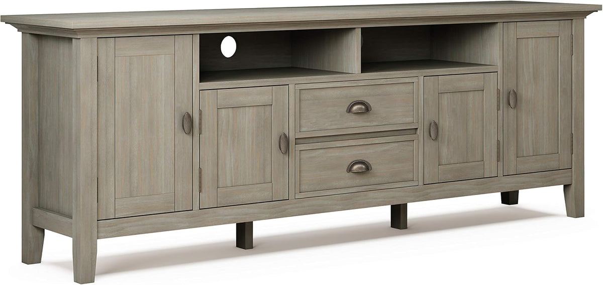 Black 72 inch Solid Wood TV Media Stand with Storage Shelves and Cabinets Y568040