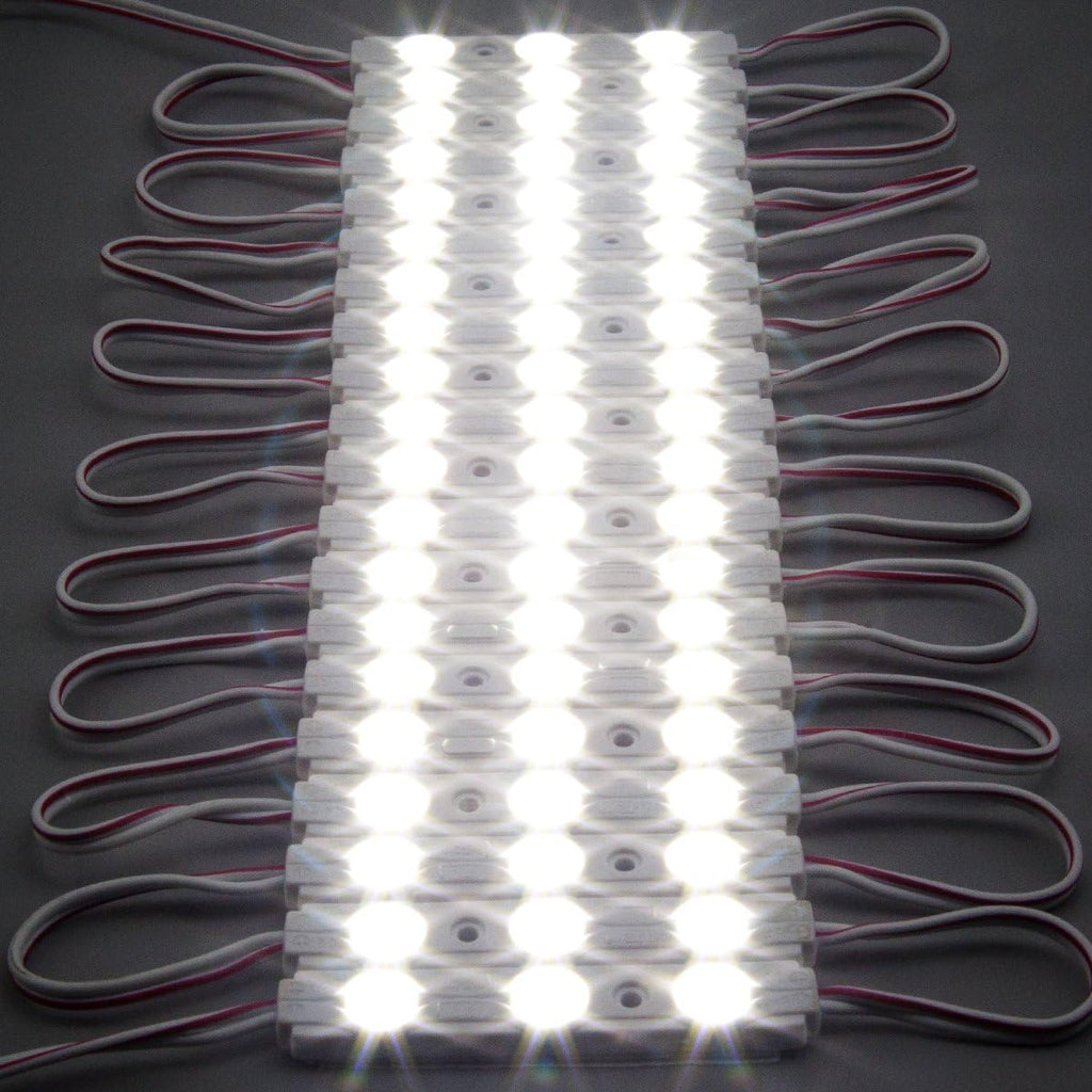 200pcs Daylight White 6500K 0.72W 12 Volt DC LED Module 2835 SMD 3 LEDs Waterproof with Tape Adhesive Backside Pack of 2 F4813