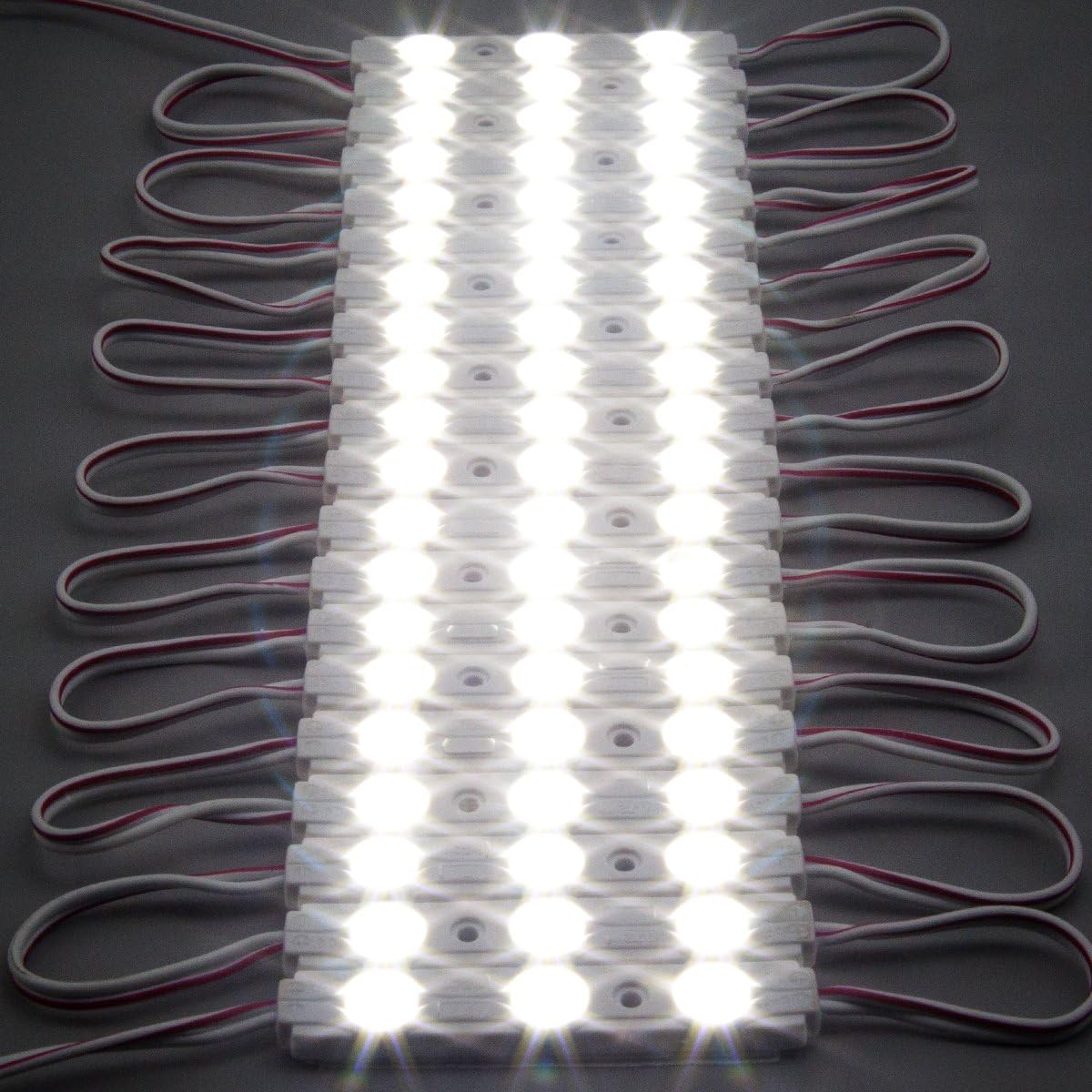 200pcs Daylight White 6500K 0.72W 12 Volt DC LED Module 2835 SMD 3 LEDs Waterproof with Tape Adhesive Backside Pack of 2 F4813